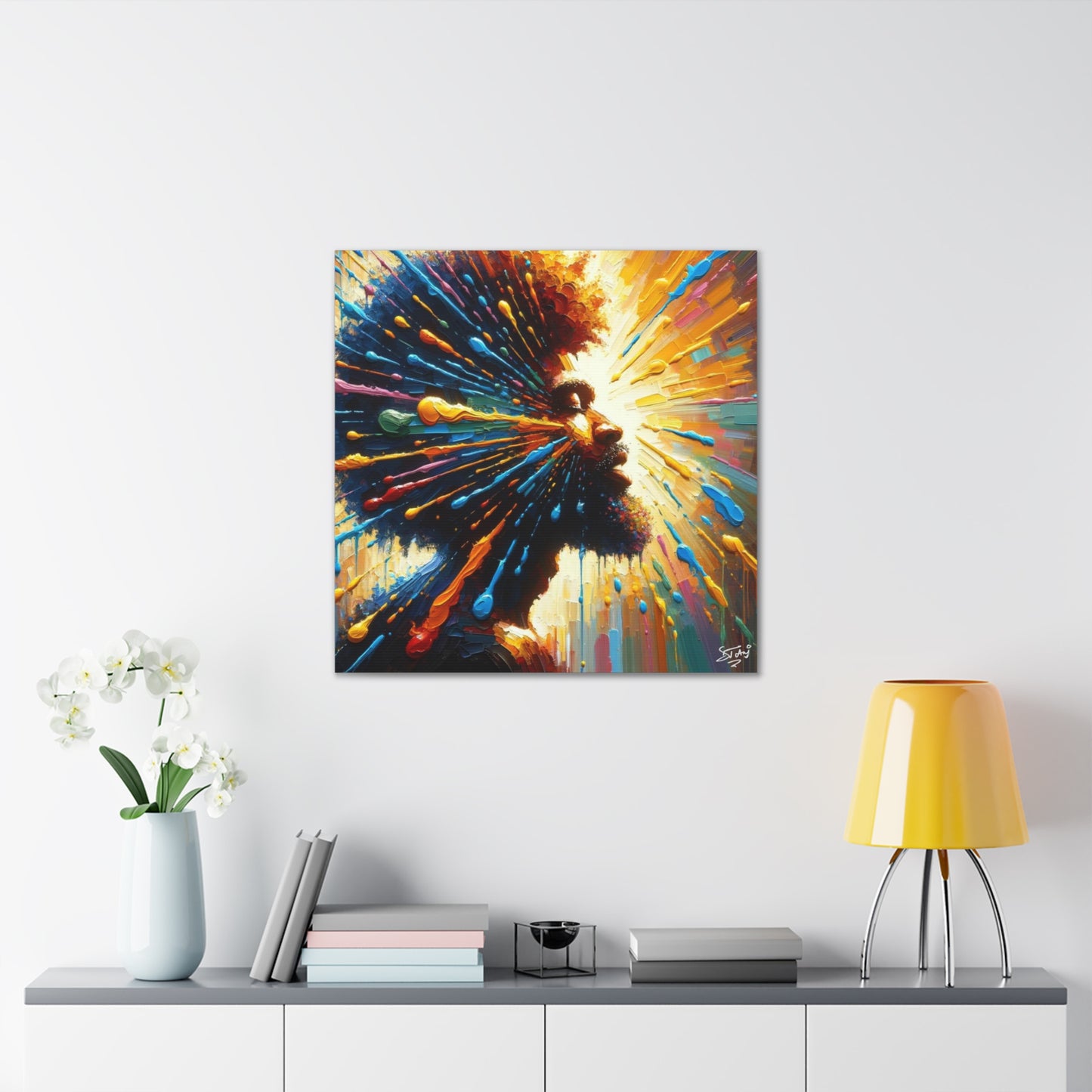 Art Print, Afro-Caribbean Man, "Seeing the Light" Oil Finish, West Indian Ethnicity, Cultural, Heritage, Abstract, Canvas Gallery Wrap