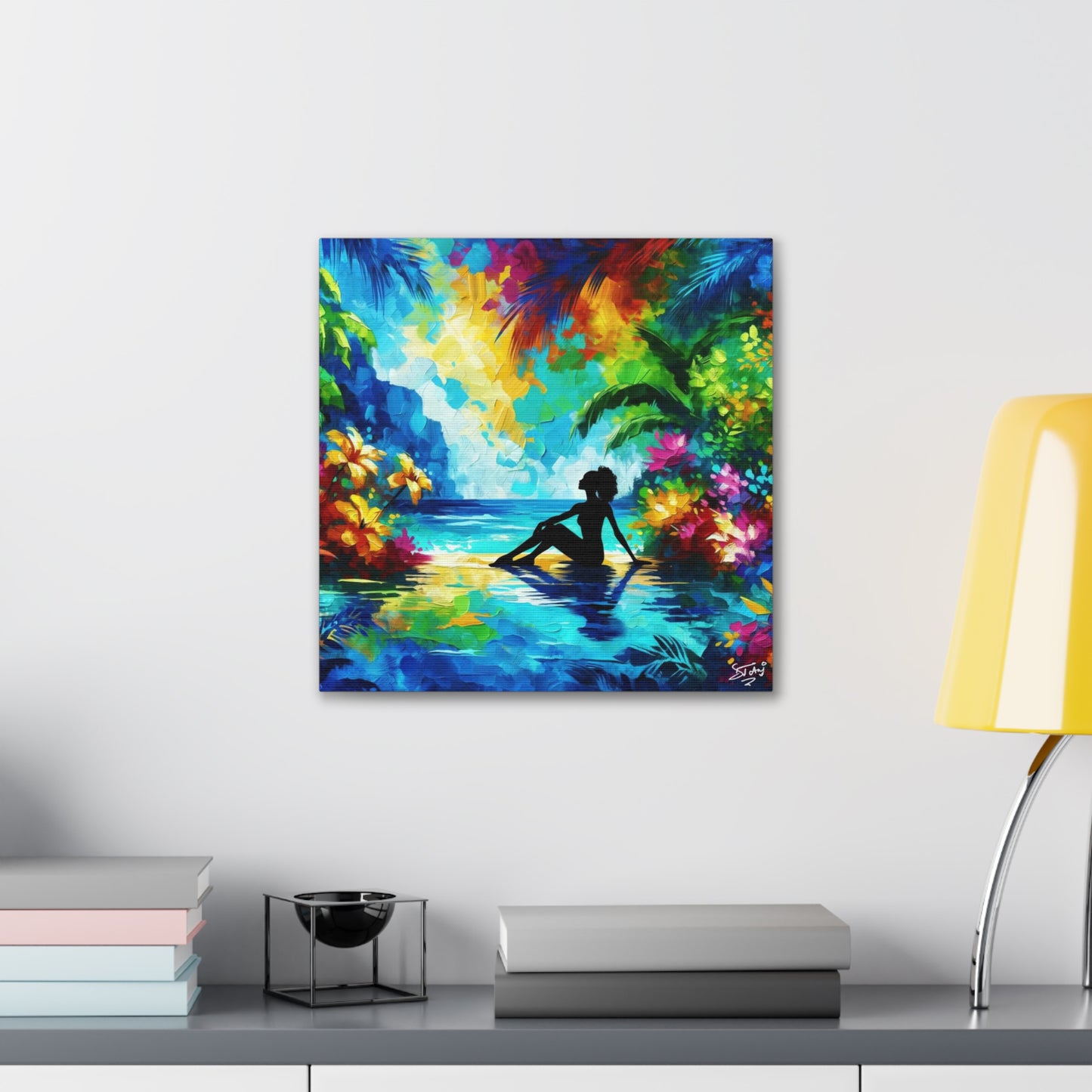 Art Print, Afro-Caribbean Woman, Silhouette, Oil Finish, West Indian Ethnicity, Cultural, Heritage, Abstract, Canvas Gallery Wrap