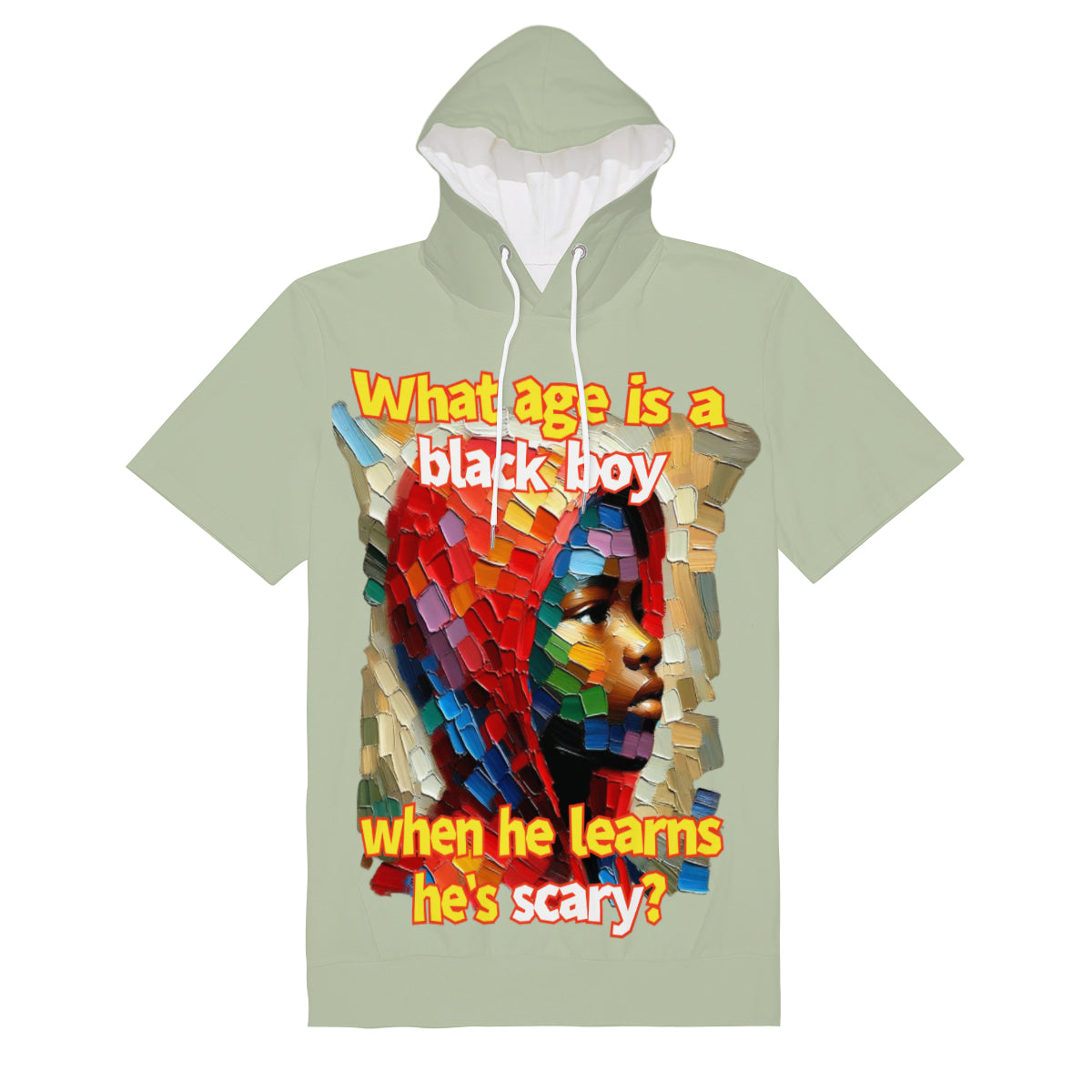 Men’s Cotton Hooded T-Shirt "What Age Is a Black Boy..."