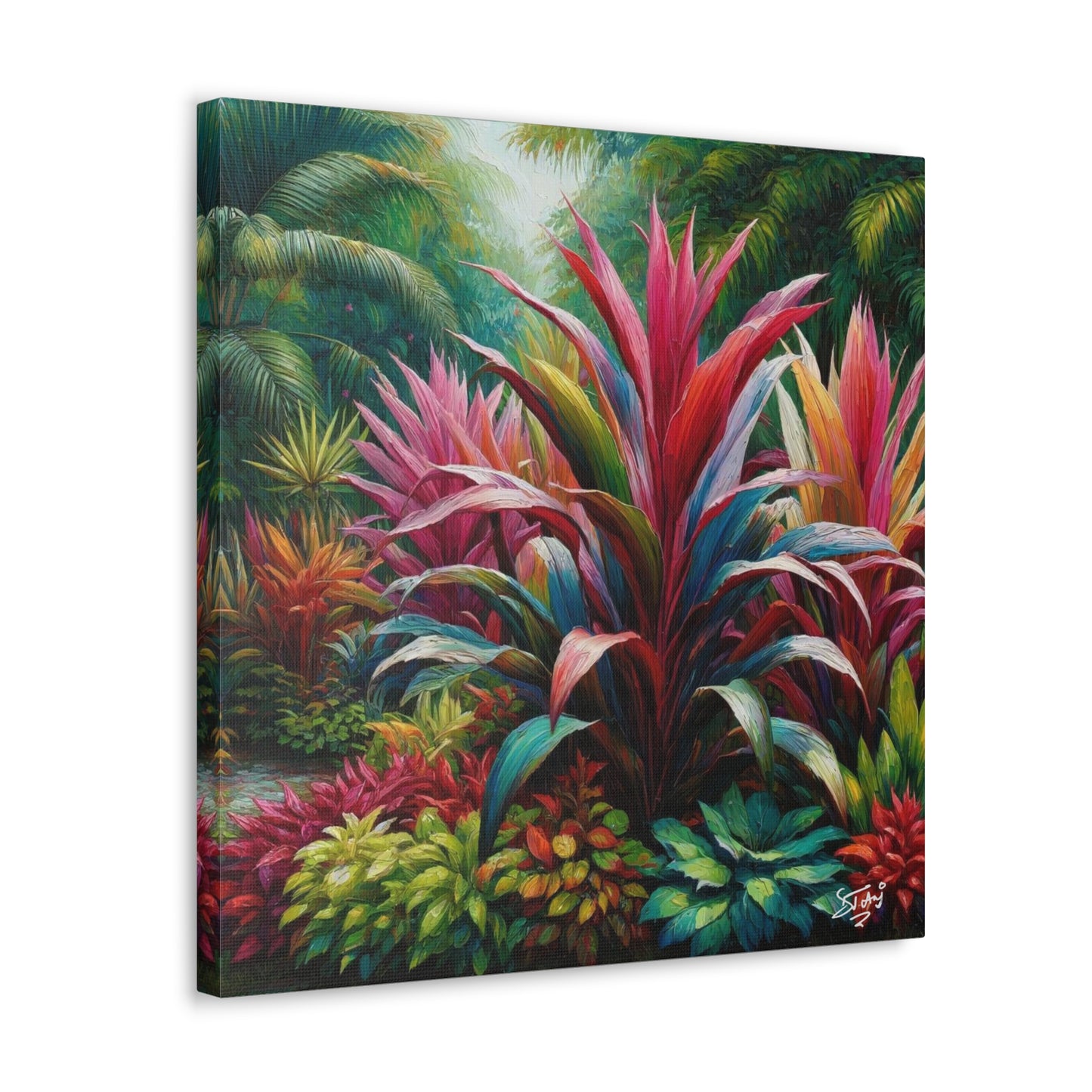 Art Print of Cordyline (Ti Plant), Oil Finish, West Indian Art, Canvas Gallery Wraps