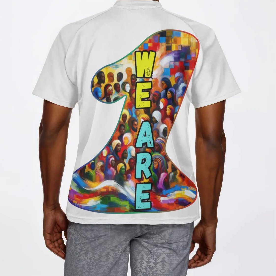 Men's V-Neck Polyester T-Shirt "We Are One"