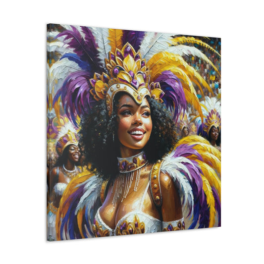 Art Print#10 of Trini Masquerader, Carnival, Oil Finish, West Indian Ethnicity, Cultural, Heritage, Art, Black Woman, Canvas Gallery Wraps