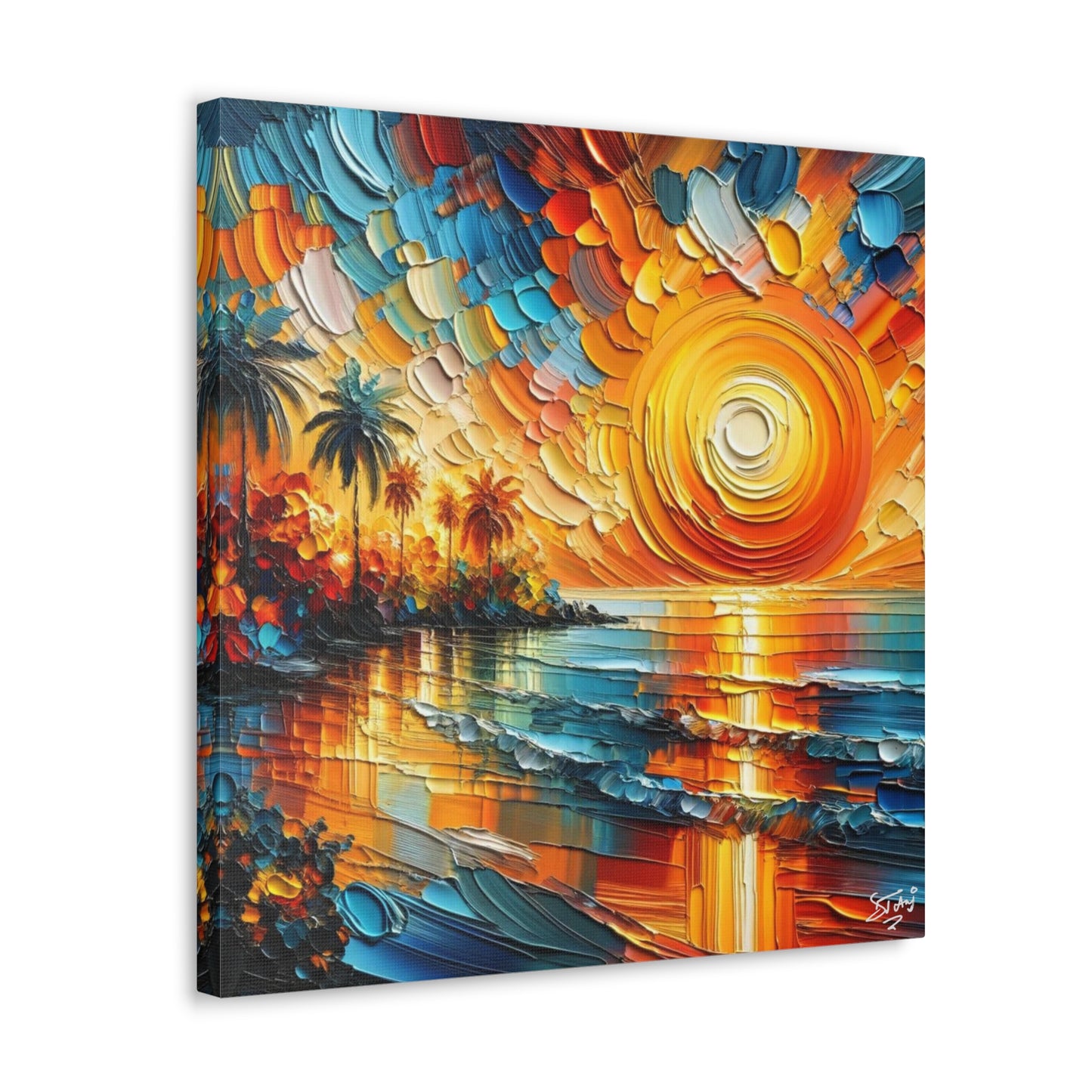 Art Print of Caribbean Sunset Beach Scene, West Indian Art, Canvas Gallery Wraps