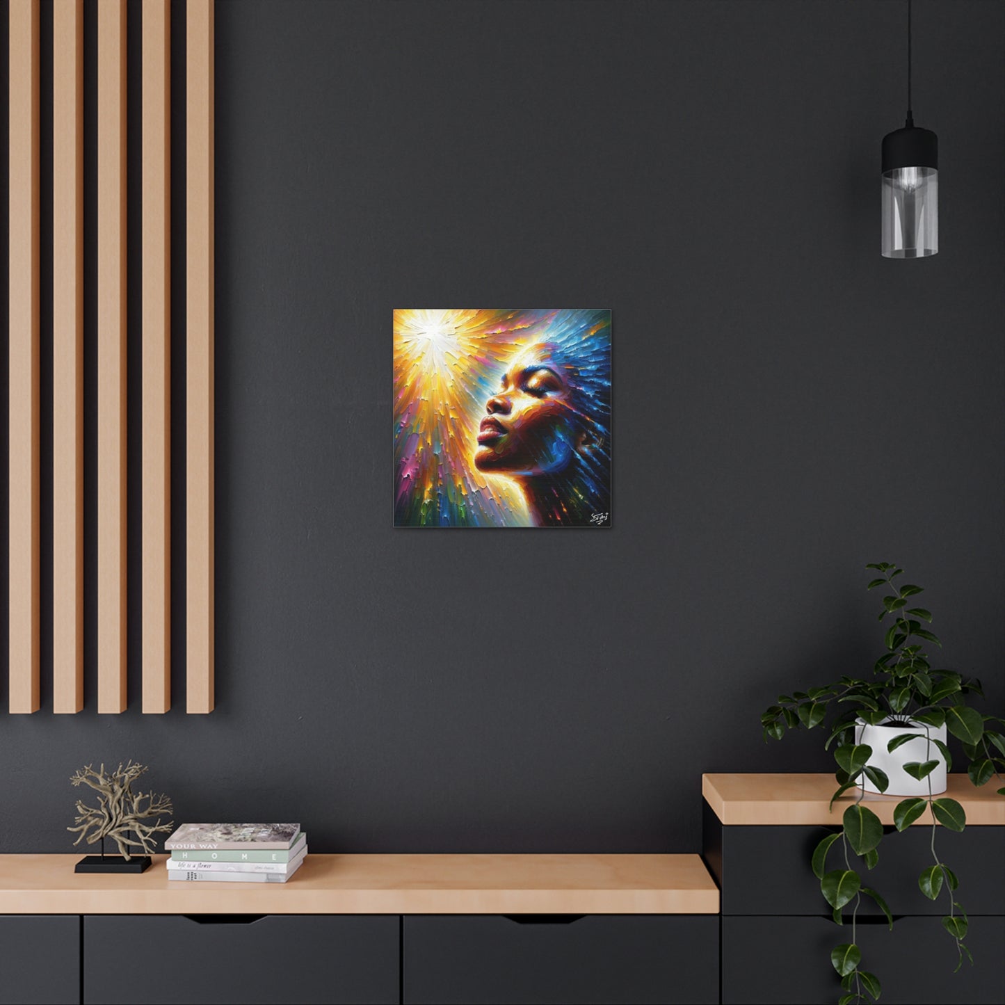 Art Print, Afro-Caribbean Woman, "Seeing the Light" Oil Finish, West Indian Ethnicity, Cultural, Heritage, Abstract, Canvas Gallery Wrap