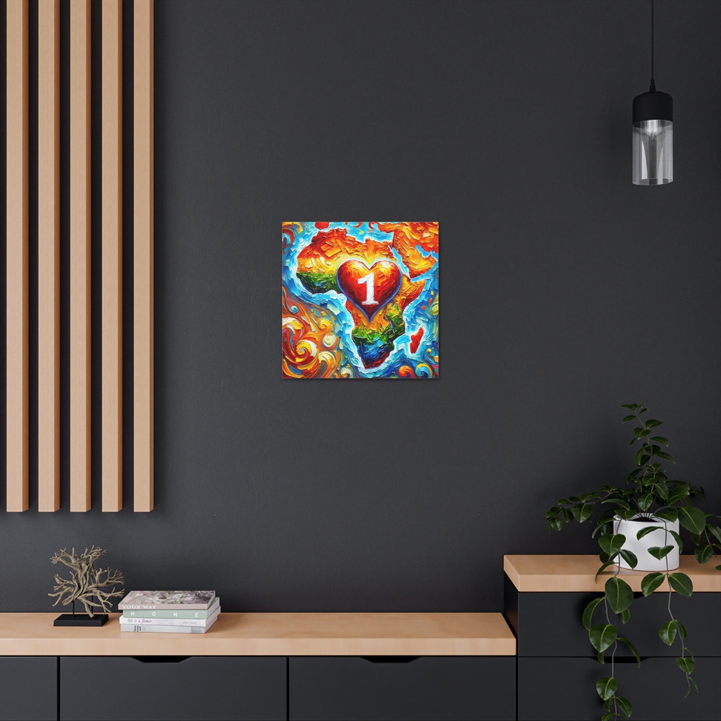 Art Print, "One Love" Oil Finish, Abstract, African Unity, Ethnicity, Cultural, Heritage, Semi-Abstract, Canvas Gallery Wrap