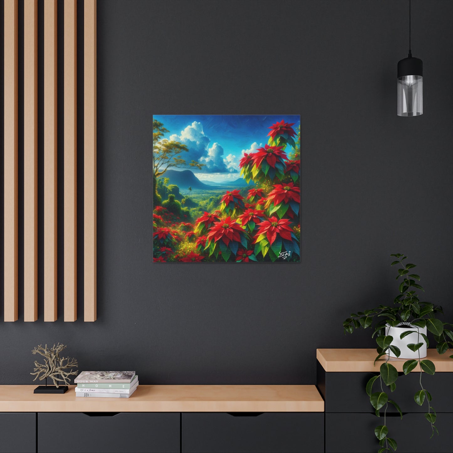 Print #2 of Wild Poinsettia Plants on Sunny Day in the Caribbean, Trinidad and Tobago, Canvas Gallery Wraps