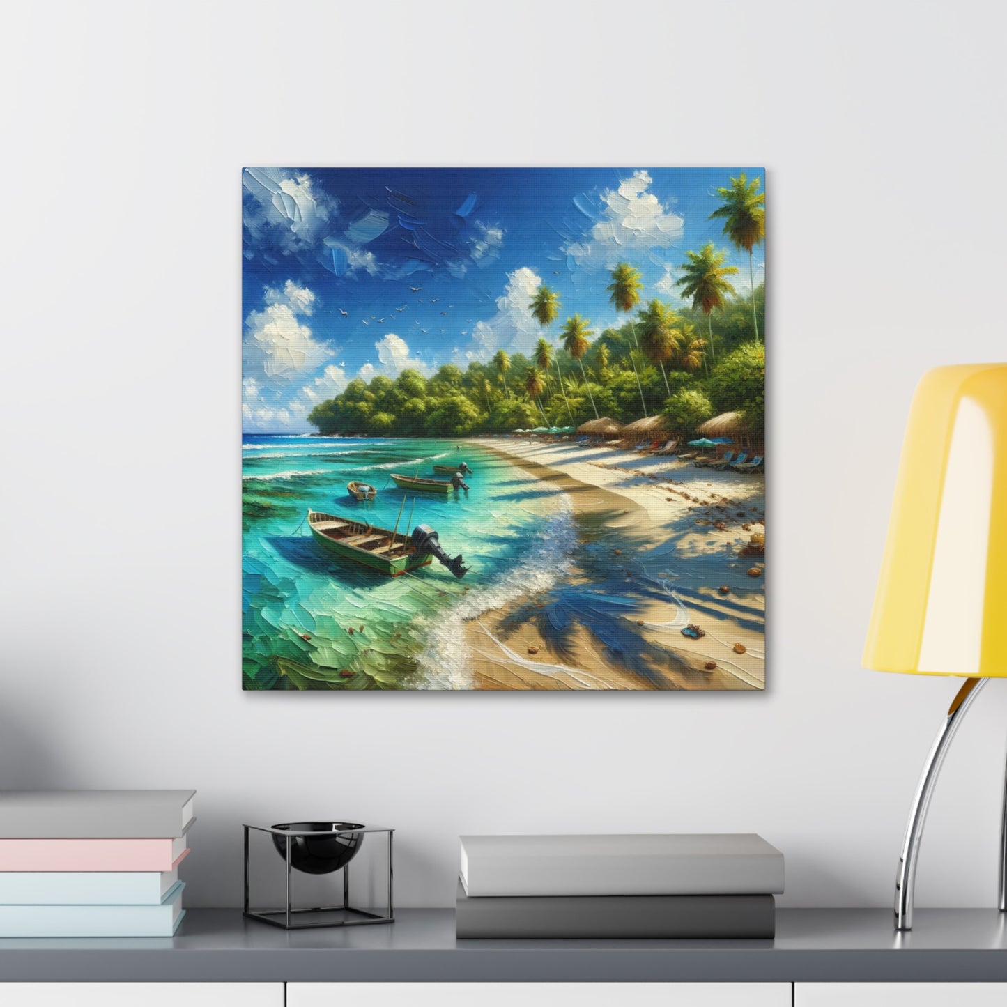 Art Print#2 of Caribbean Beach Scene, Swallows Beach, Tobago, West Indian Art, Canvas Gallery Wraps