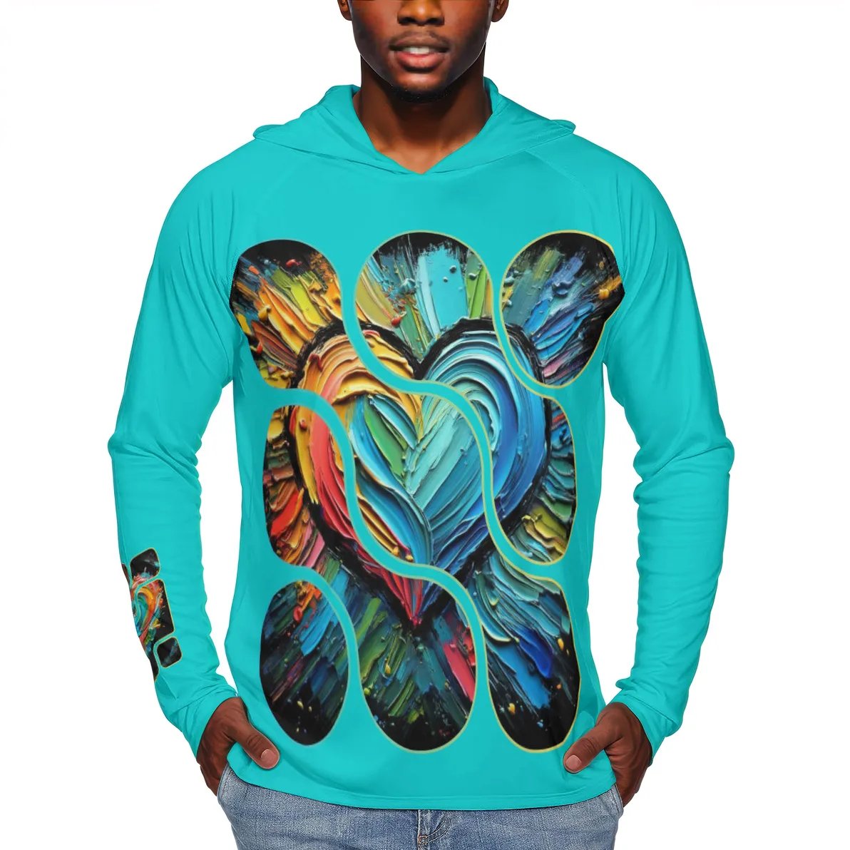 Men's Sun Protection Long Sleeve Hoodie | "Love Print"