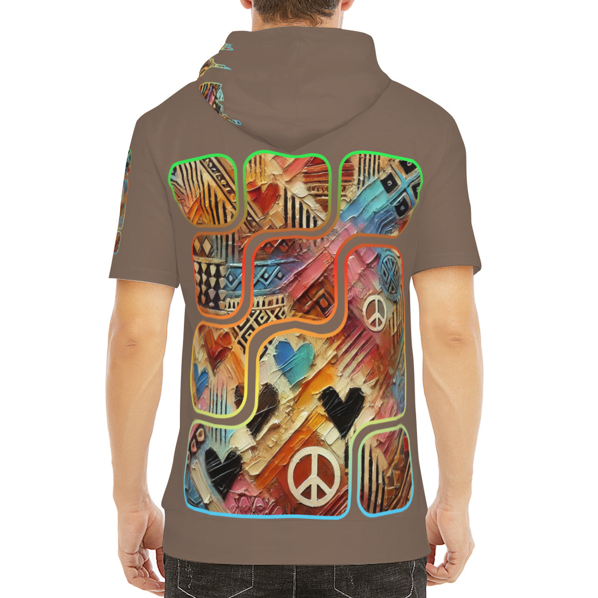 Men’s Cotton Hooded T-Shirt "African Abstract Print"