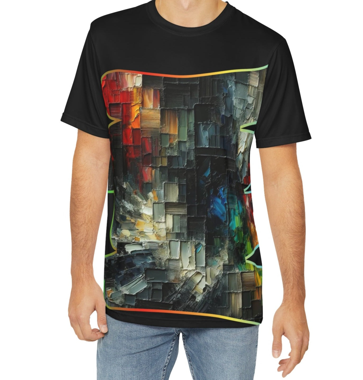 Men's Brushed Polyester Short Sleeve Tee (AOP), Abstract Print