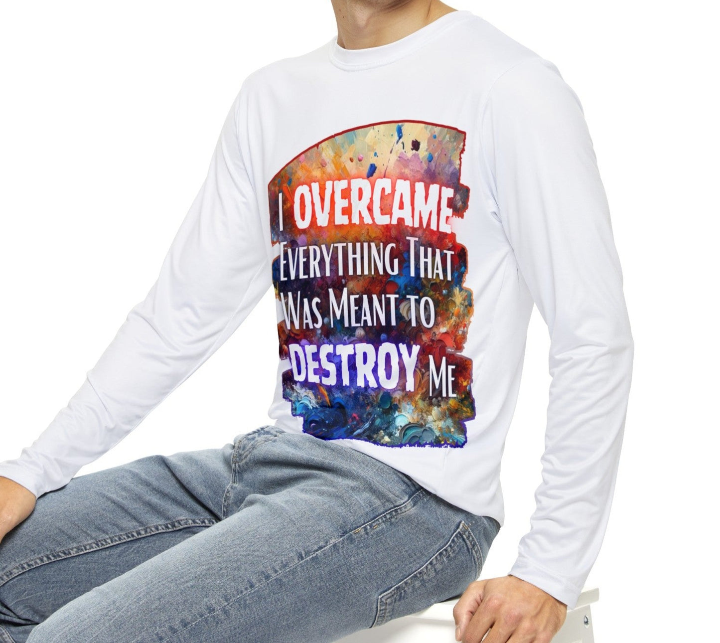 Men's Brushed Polyester Long Sleeve Shirt (AOP) "I Overcame Everything..."