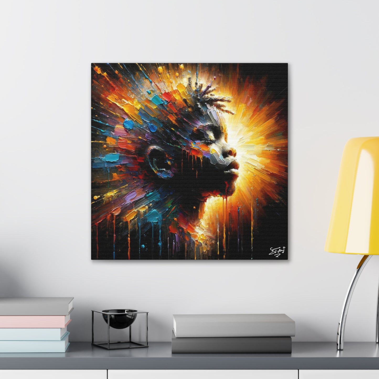 Art Print, Afro-Caribbean Boy, Oil Finish, West Indian Ethnicity, Cultural, Heritage, Semi-Abstract, Canvas Gallery Wrap