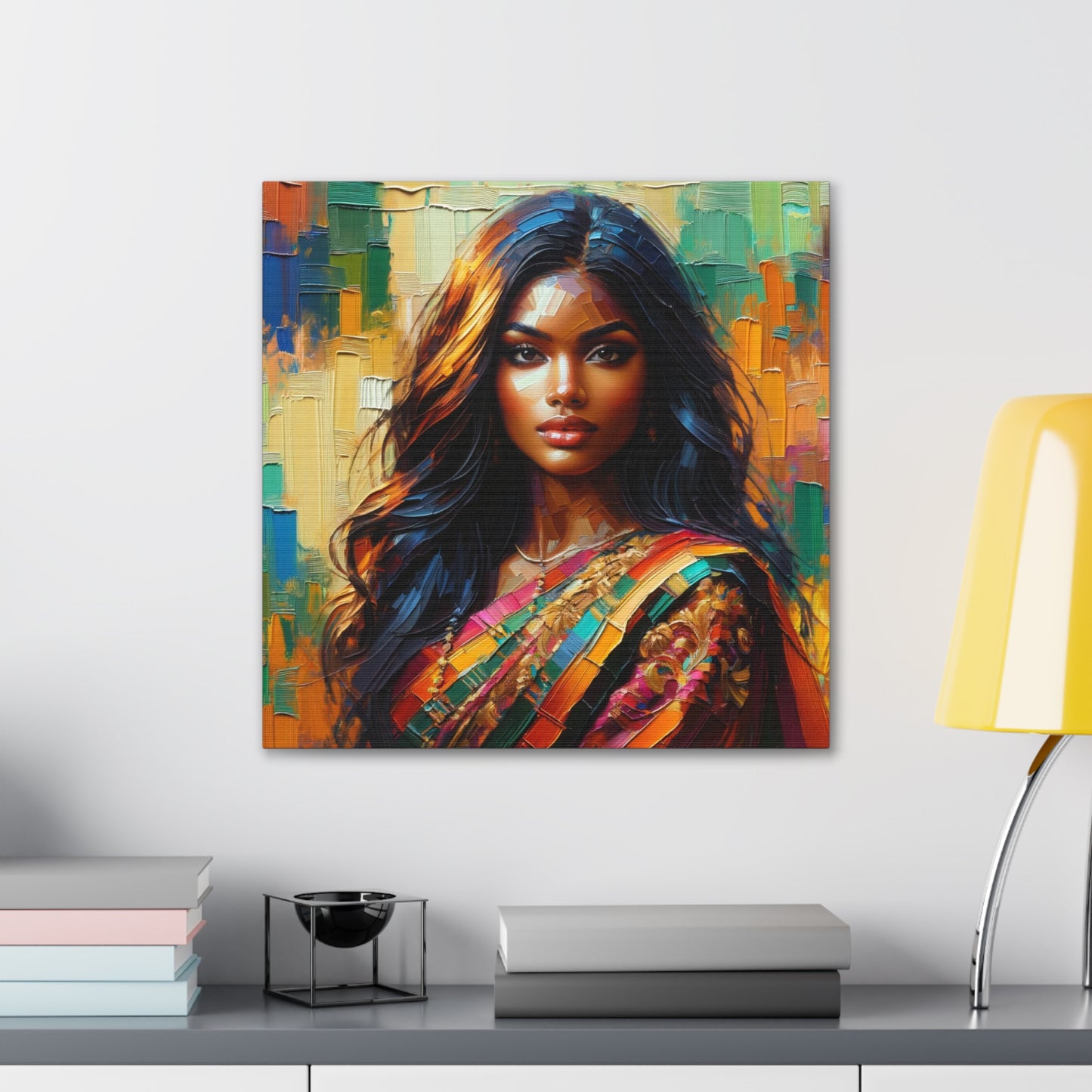 Art Print#2 of Indo-Caribbean Woman, Oil Finish, West Indian Ethnicity, Cultural, Heritage, Art, Black Woman, Canvas Gallery Wraps