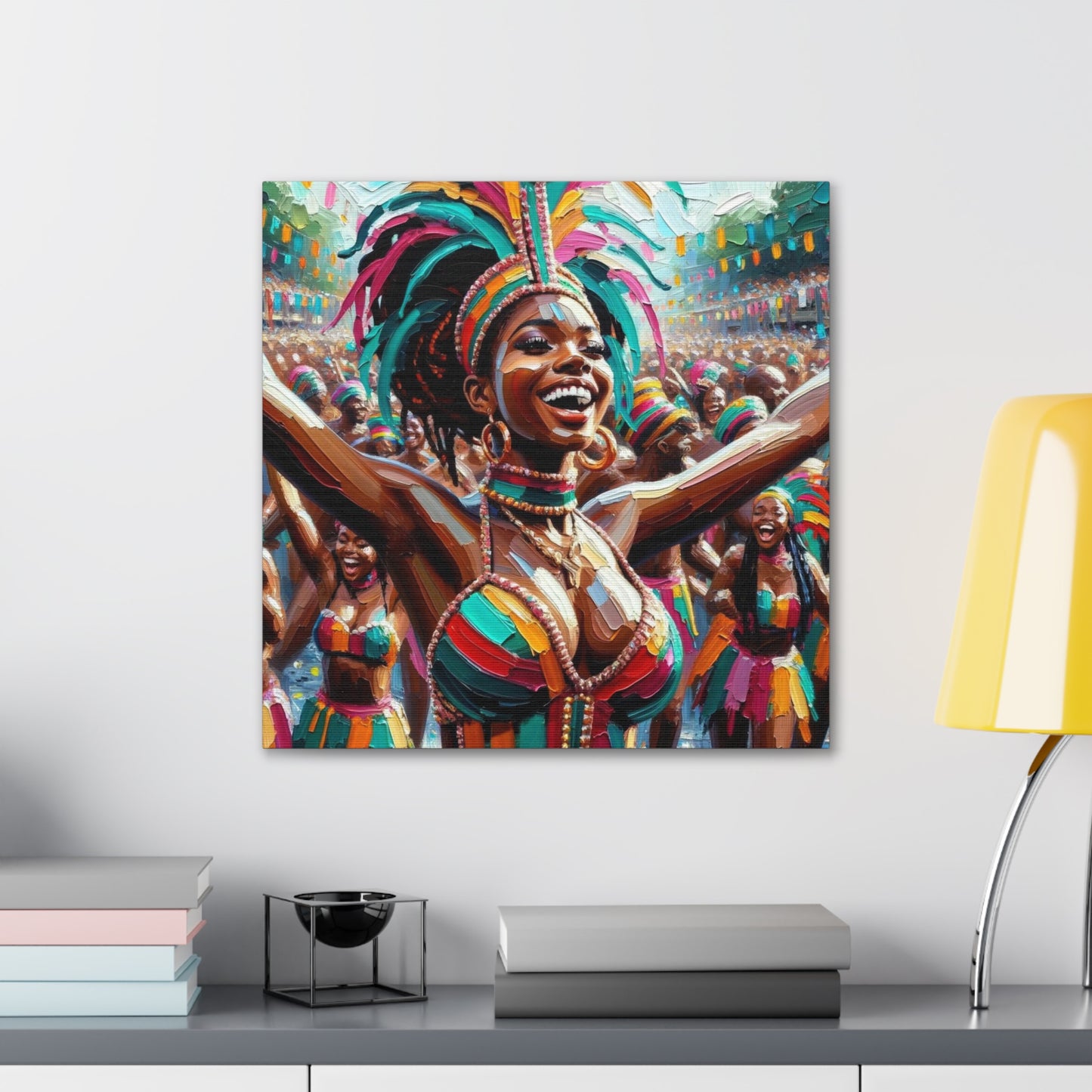 Art Print#2 of Trini Masquerader, Carnival, Oil Finish, West Indian Ethnicity, Cultural, Heritage, Art, Black Woman, Canvas Gallery Wraps