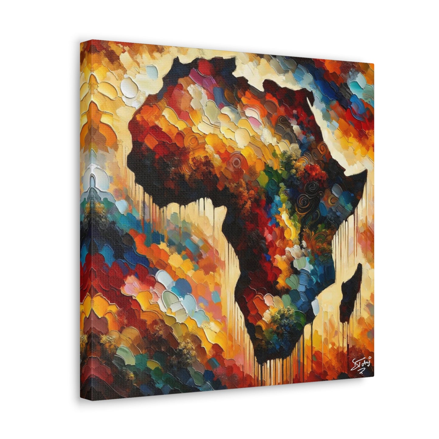 Art Print, "Africa" Oil Finish, West Indian Ethnicity, Cultural, Heritage, Abstract, Canvas Gallery Wrap