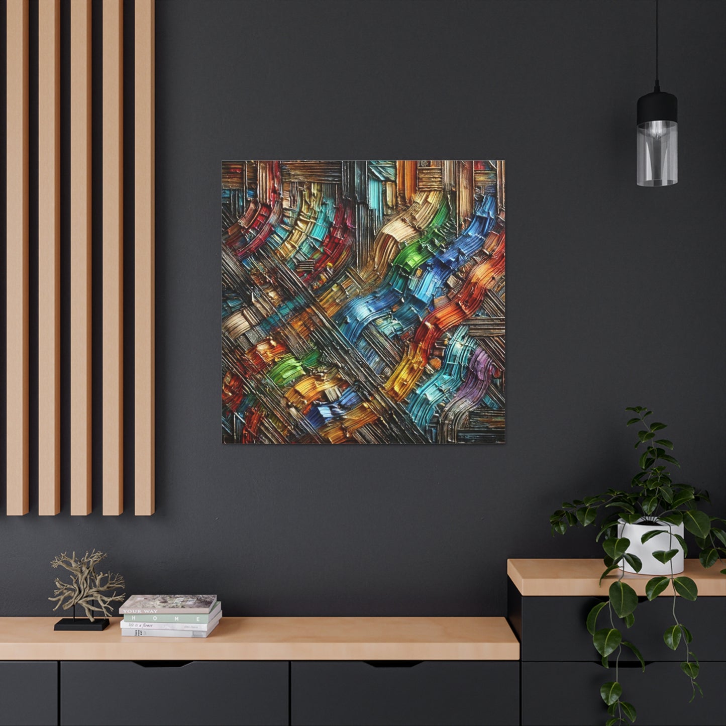 Art Print, African Print, Black Power, Abstract Oil Finish, Unity, One Love, Canvas Gallery Wrap