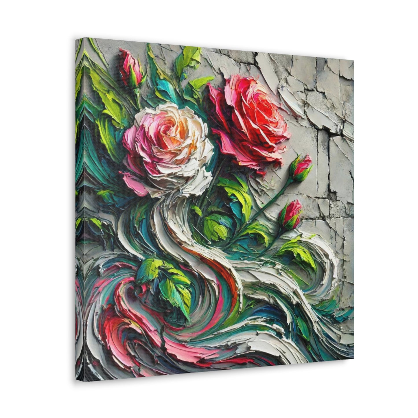 Art Print, "A Rose is a Still a Rose," Abstract Oil Finish, West Indian Art, Canvas Gallery Wraps