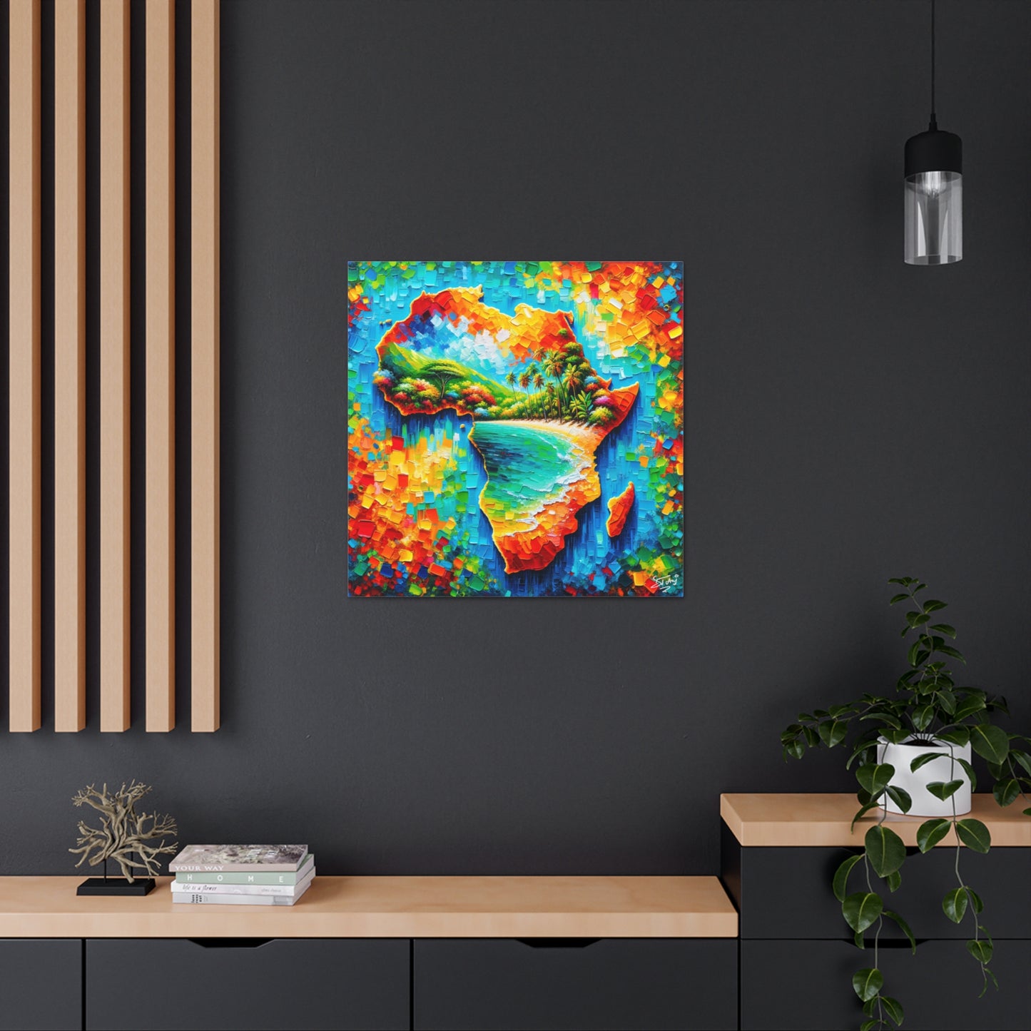 Art Print, "From Africa to the Caribbean" Oil Finish, West Indian Ethnicity, Cultural, Heritage, Abstract, Canvas Gallery Wrap