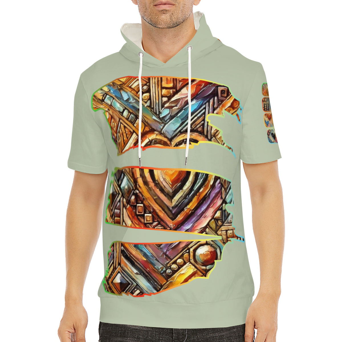 Men’s Cotton Hooded T-Shirt "African Abstract Print"