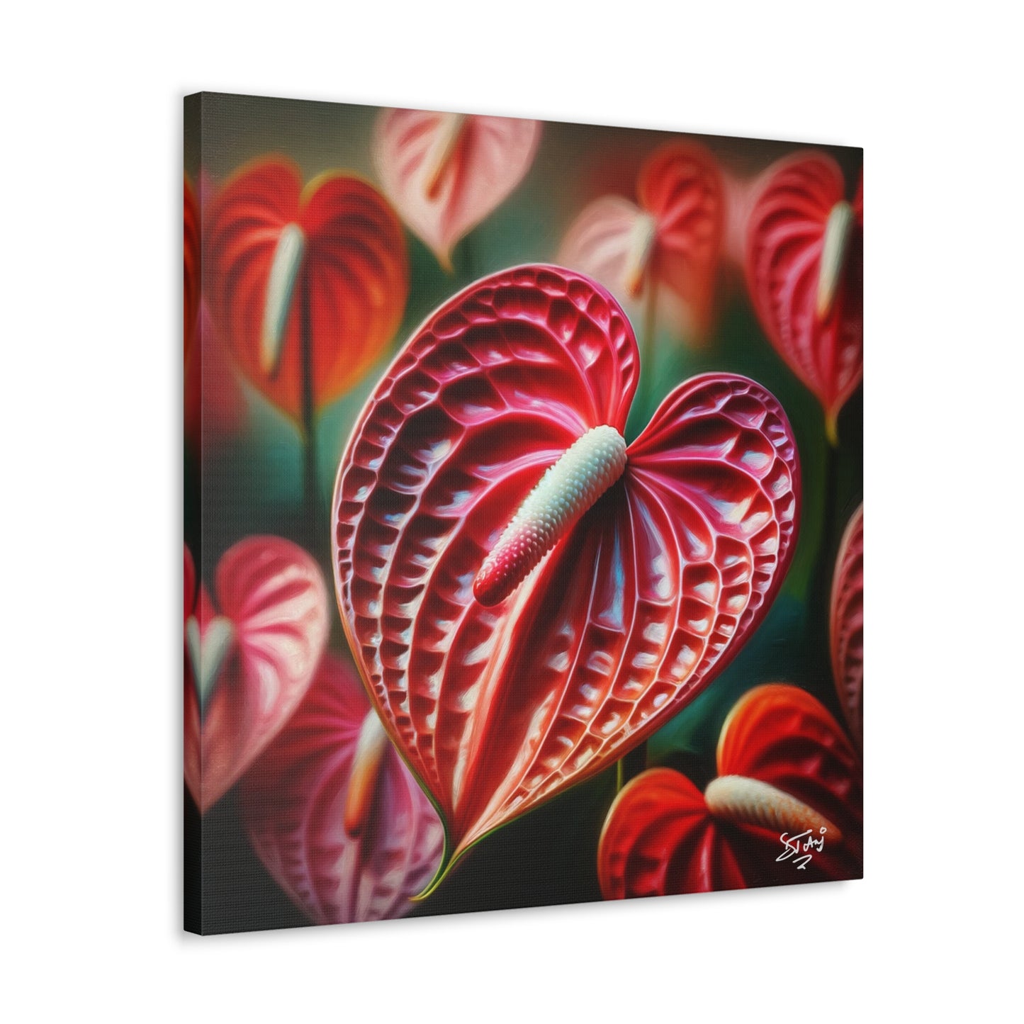 Print #2 of Anthurium flowers with a vibrant, oil-painted finish, Canvas Gallery Wraps