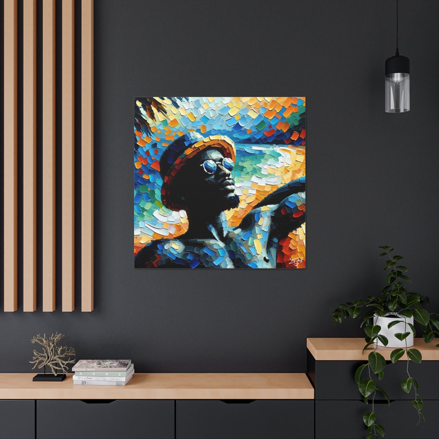 Art Print, Afro-Caribbean Man "In Silhouette," Oil Finish, West Indian Ethnicity, Cultural, Heritage, Semi-Abstract, Canvas Gallery Wrap