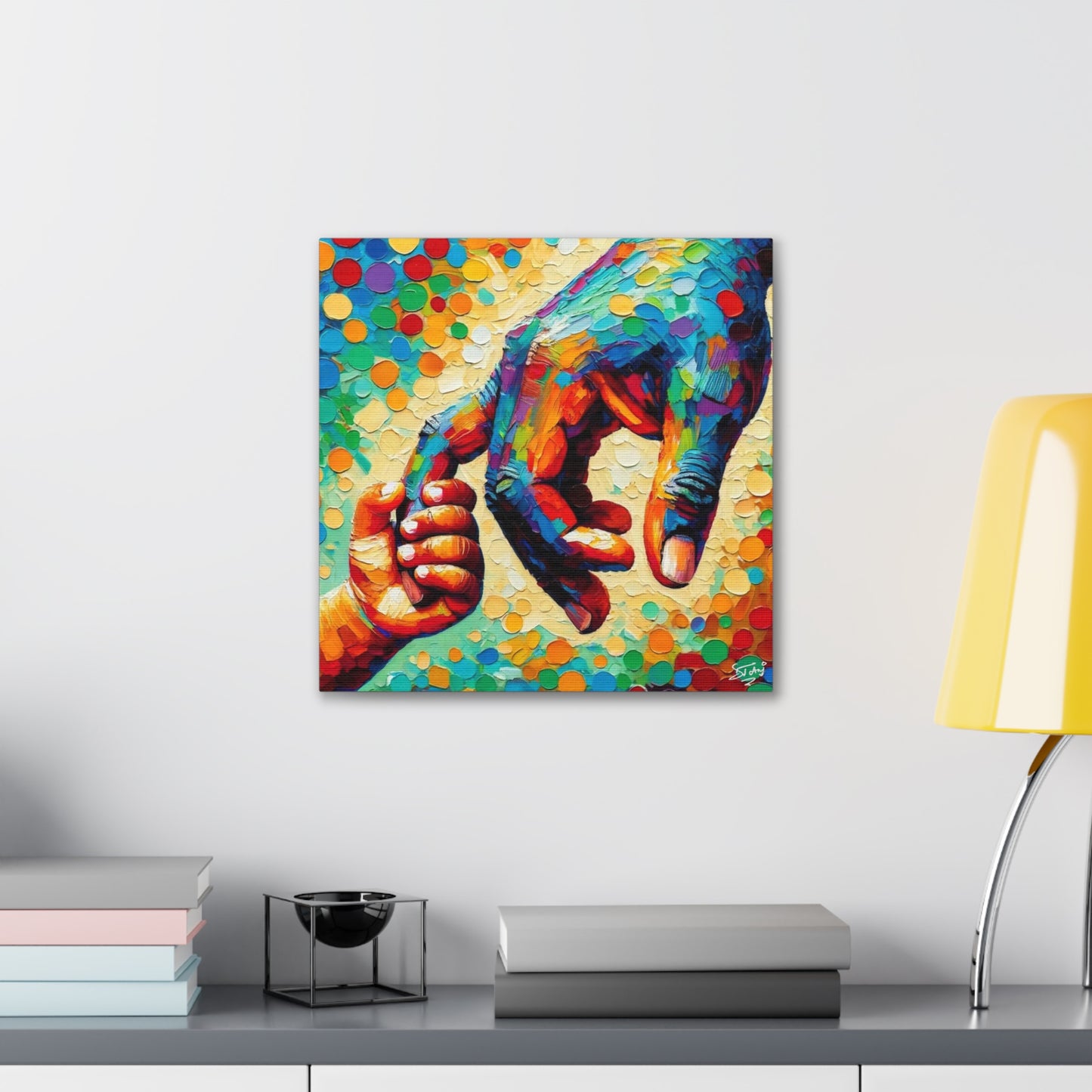 Art Print, Afro-Caribbean Father & Son, Oil Finish, West Indian Ethnicity, Cultural, Heritage, Abstract, Canvas Gallery Wrap