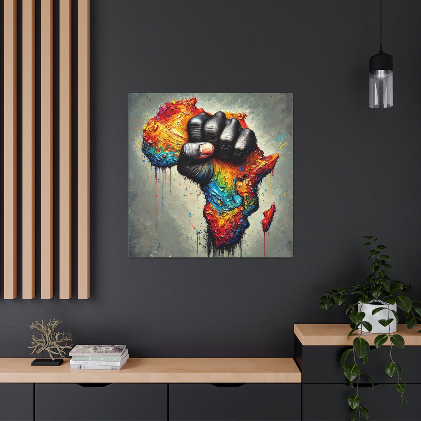 Art Print, "African Unity" Oil Finish, Abstract, One Love, West Indian Ethnicity, Cultural, Heritage, Semi-Abstract, Canvas Gallery Wrap