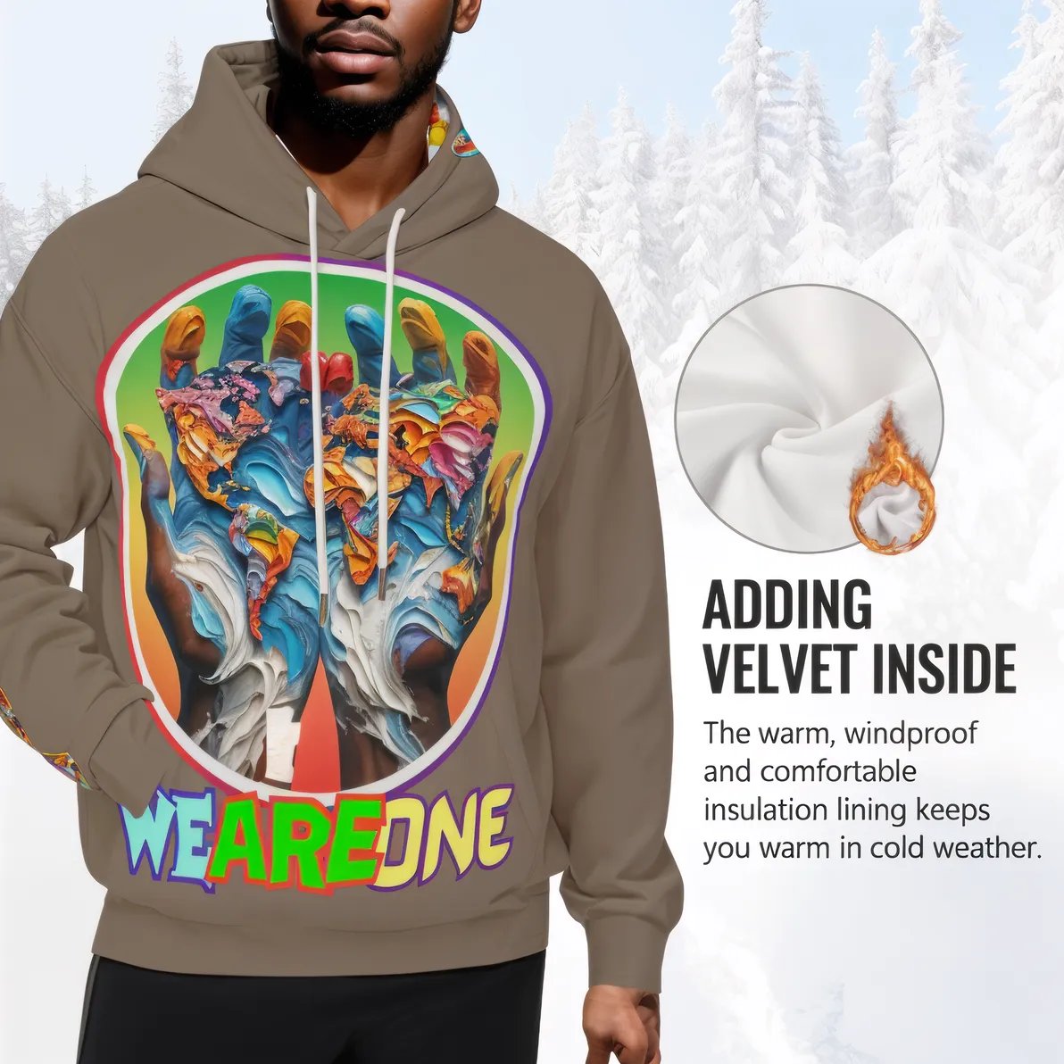 Men’s Plush Fleece Lined Hoodie "We Are One"