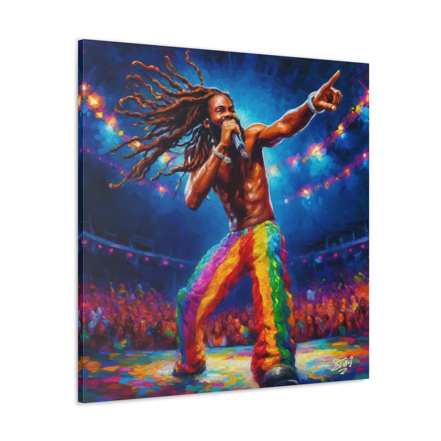 Art Print, Soca Artist, Oil Finish, West Indian Ethnicity, Cultural, Heritage, Abstract, Canvas Gallery Wrap