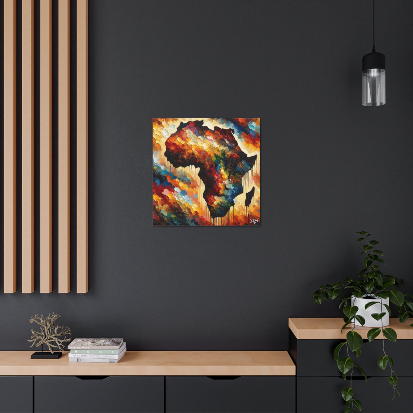 Art Print, "Africa" Oil Finish, West Indian Ethnicity, Cultural, Heritage, Abstract, Canvas Gallery Wrap