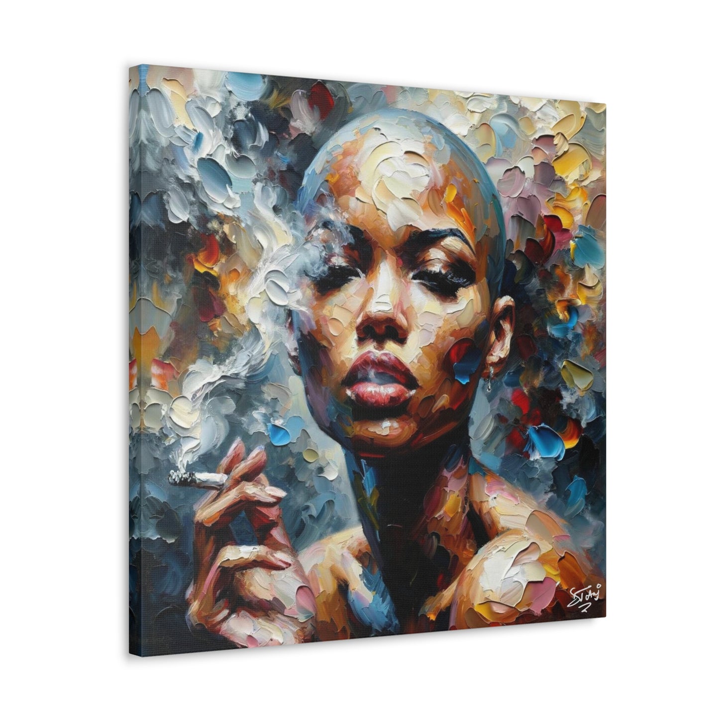 Art Print, Afro-Caribbean Woman, "Confident" Oil Finish, West Indian Ethnicity, Cultural, Heritage, Abstract, Canvas Gallery Wrap