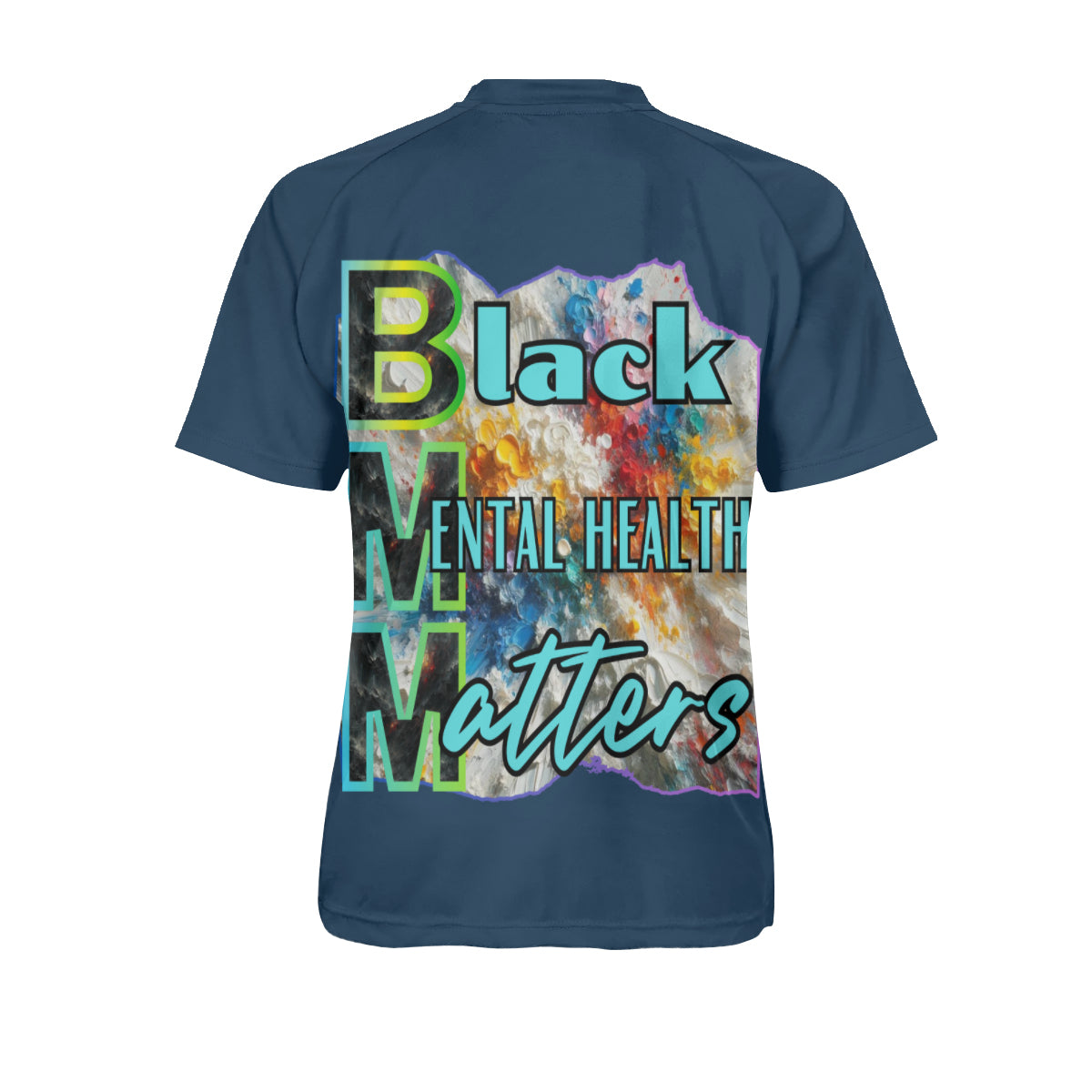 Men's V-Neck Polyester T-Shirt "Black Mental Health Matters"