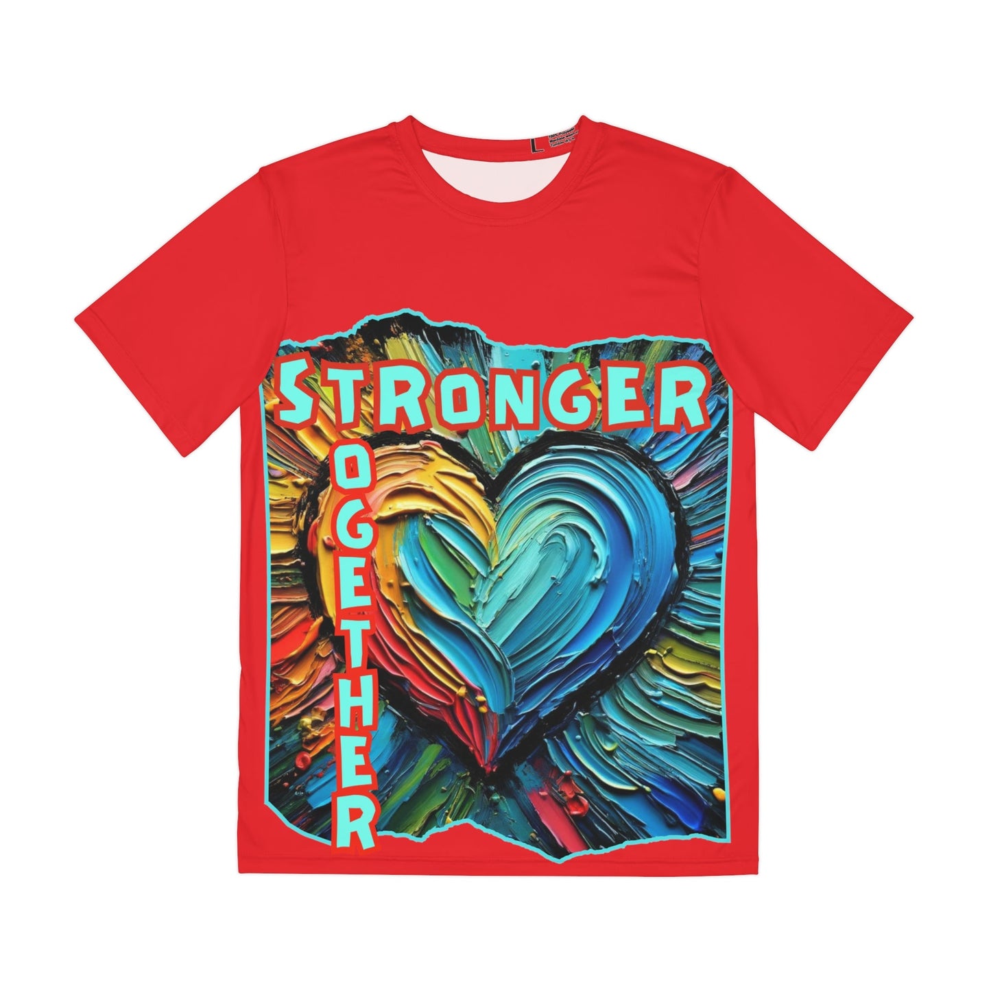 Men's Brushed Polyester Short Sleeve Tee (AOP), "Stronger Together"