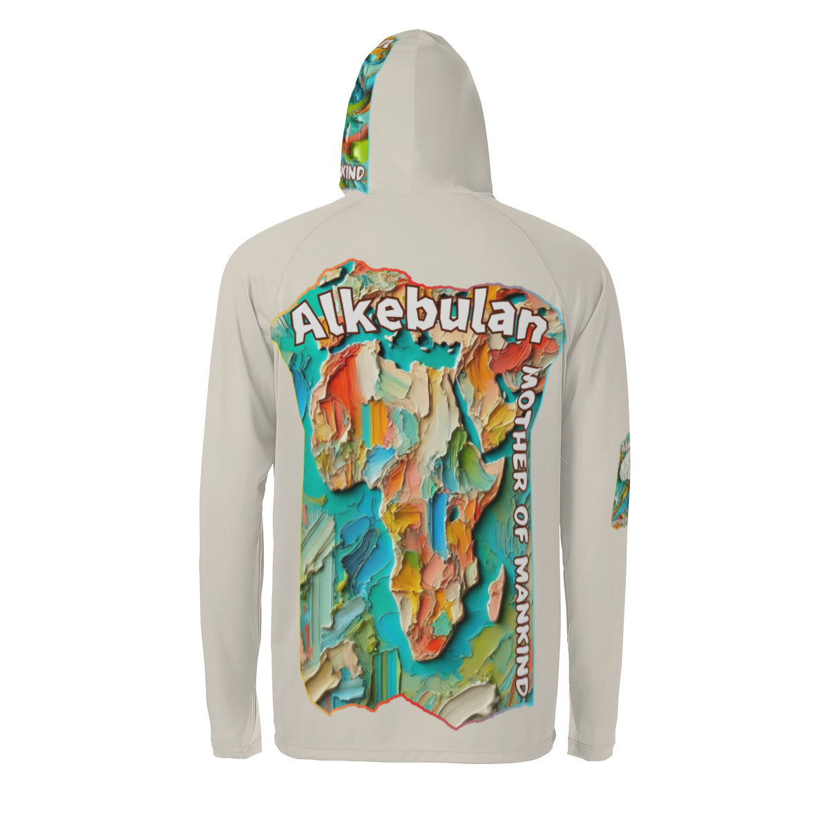 Men's Sun Protection Long Sleeve Hoodie "Alkebulan, The Mother of Mankind"