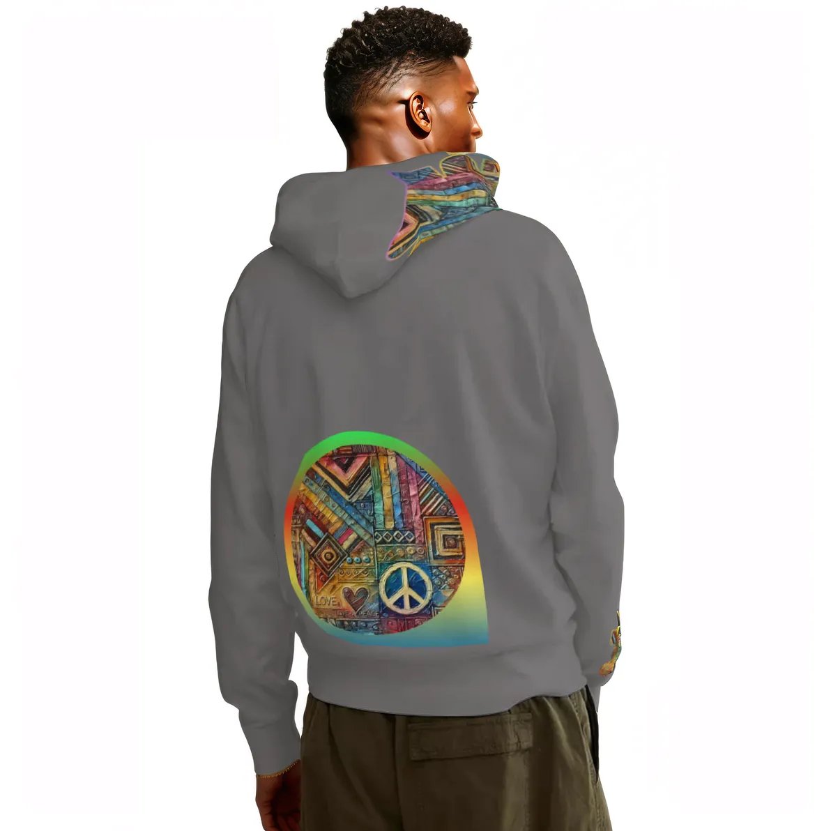 Men’s Adult Hoodie Set with Double-Layer Hood "African Peace Print"