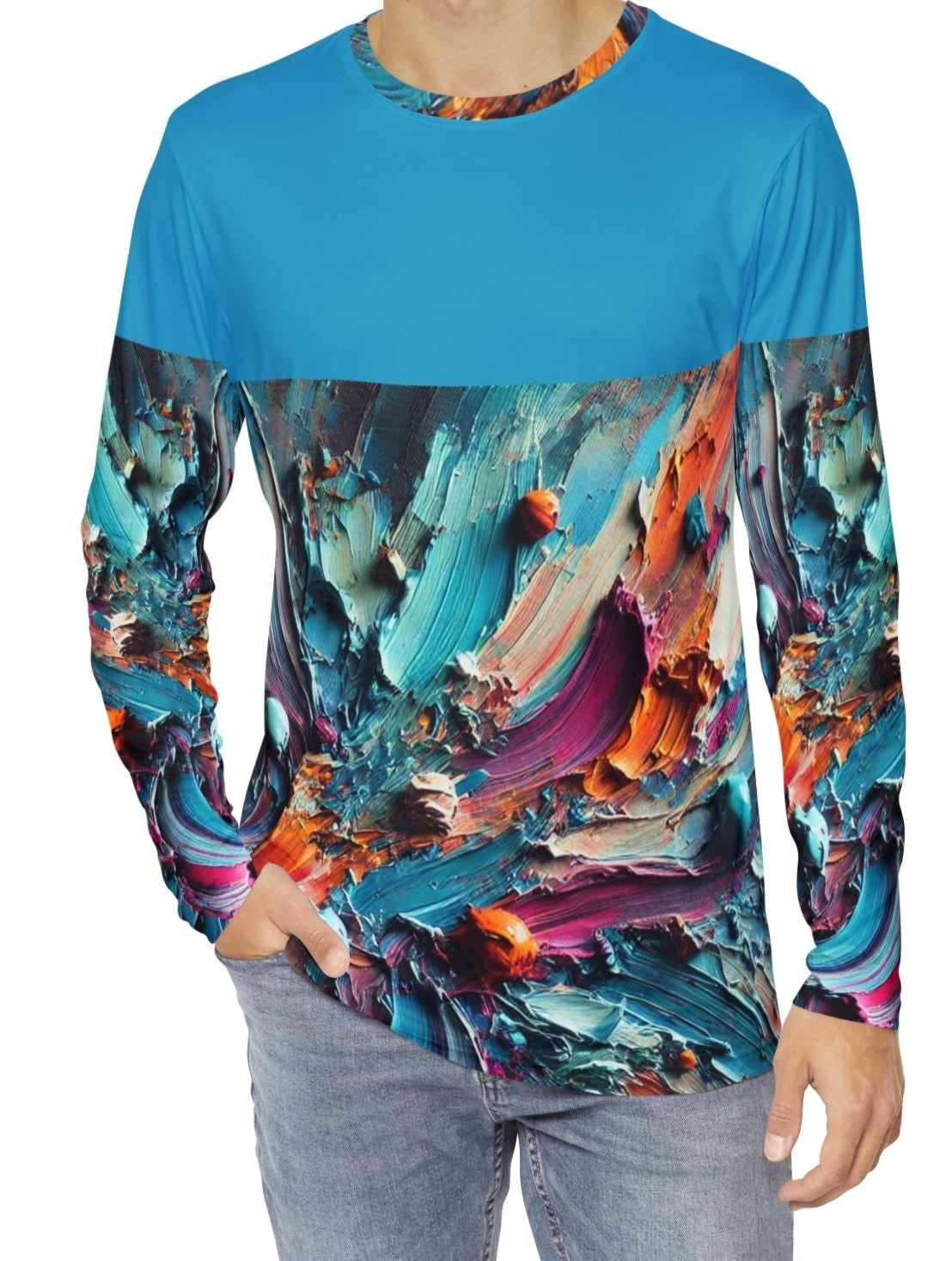 Men's Brushed Polyester Long Sleeve Shirt (AOP) Abstract Paint Print