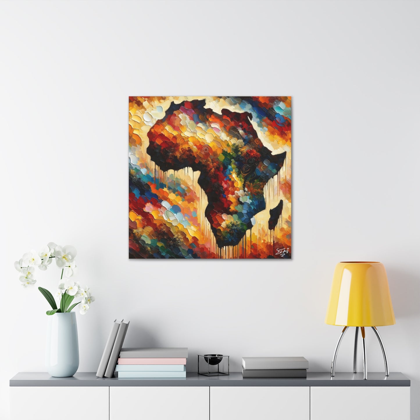 Art Print, "Africa" Oil Finish, West Indian Ethnicity, Cultural, Heritage, Abstract, Canvas Gallery Wrap