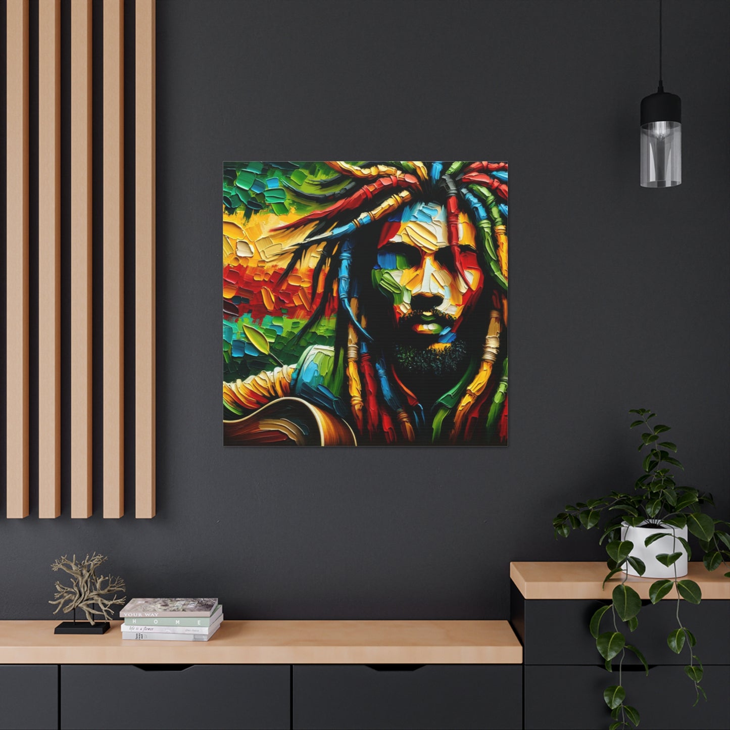 Art Print of Rastaman, Oil Finish, West Indian Ethnicity, Cultural, Heritage, Afro-Caribbean Man, Semi-Abstract, Canvas Gallery Wrap