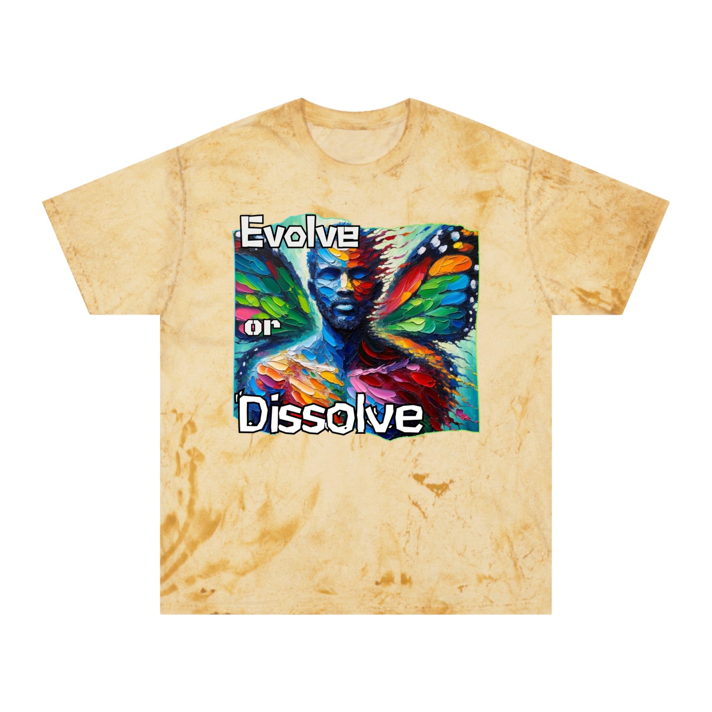 Unisex Color Blast T-Shirt "Evolve or Dissolve" Self-Awareness, Self-Love, Anti-Racism, One Love, Unity, Inclusion, Diversity, Immigrant Outsiders, Cultural Identity, Black Excellence Empowerment Inspiration, FashionWithPurpose, ConsciousClothing