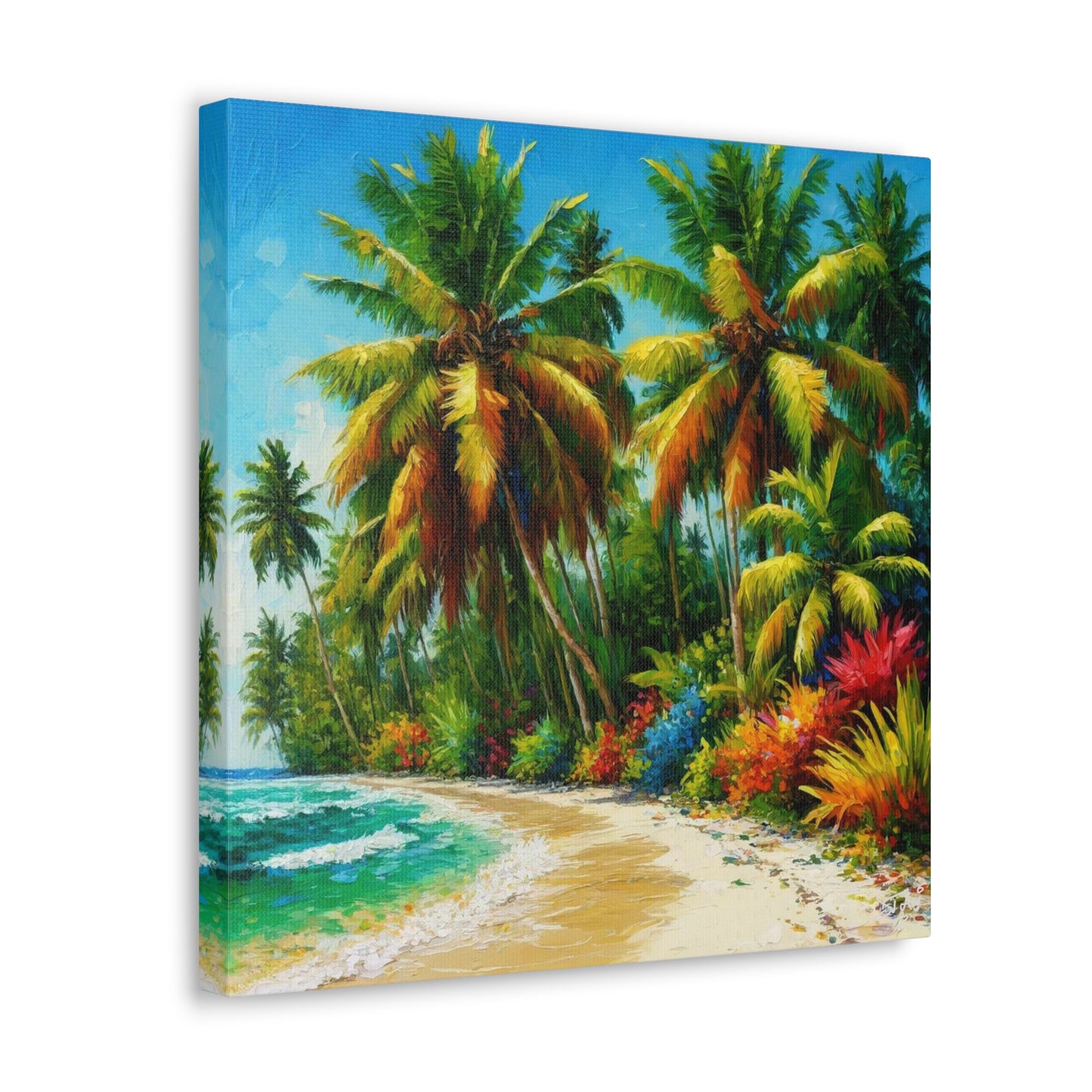 Art Print of Caribbean Beach Scene, Oil Painting, West Indian Art, Canvas Gallery Wraps