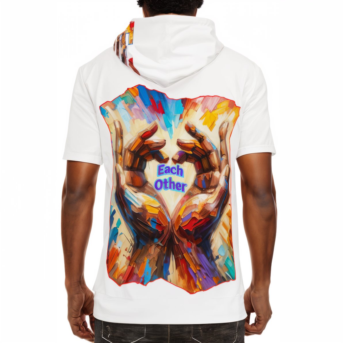 Men’s Cotton Hooded T-Shirt "Love Each Other"