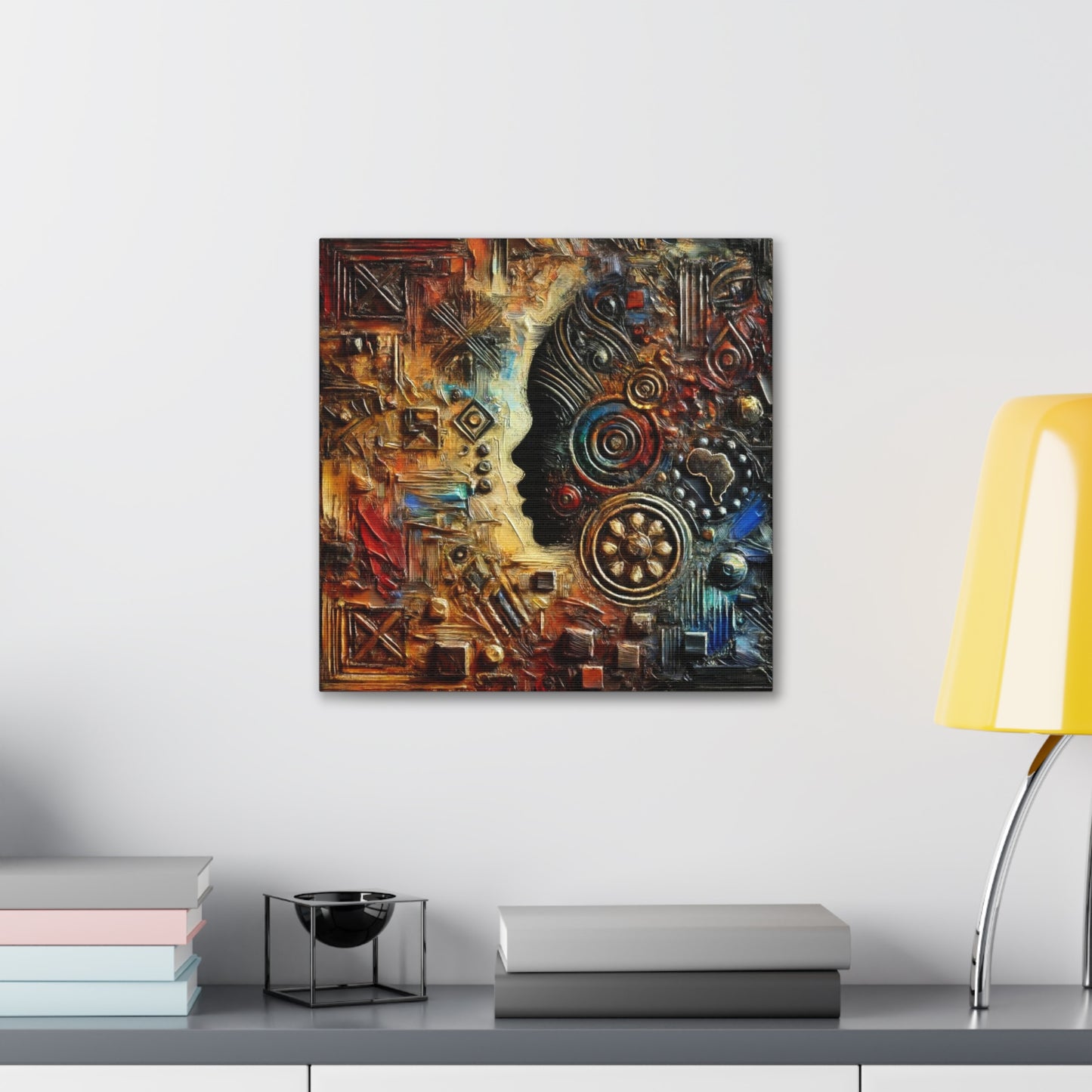 Art Print, African Print, Black Power, African Mask, Abstract Oil Finish, Unity, One Love, Canvas Gallery Wrap