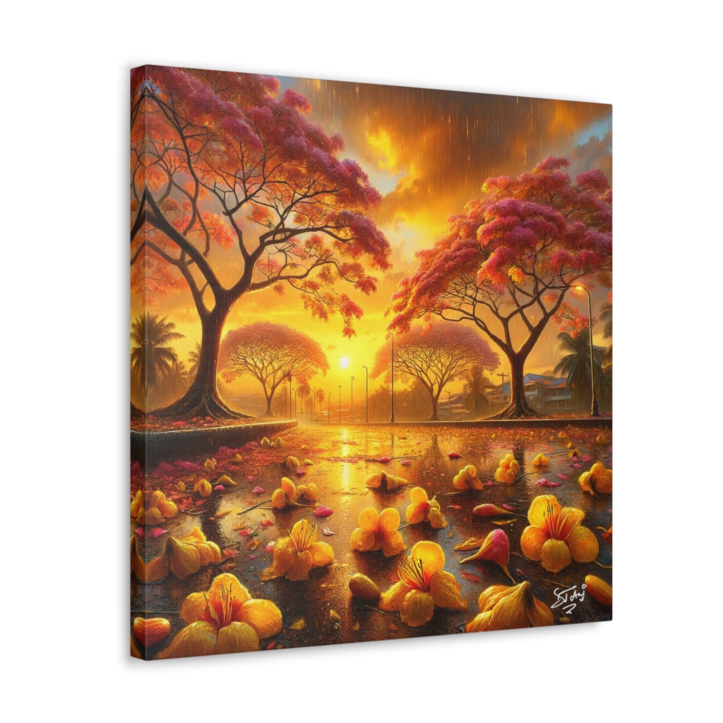 Print#3 of Poui Trees, Rainy Sunset in the Caribbean, Canvas Gallery Wraps