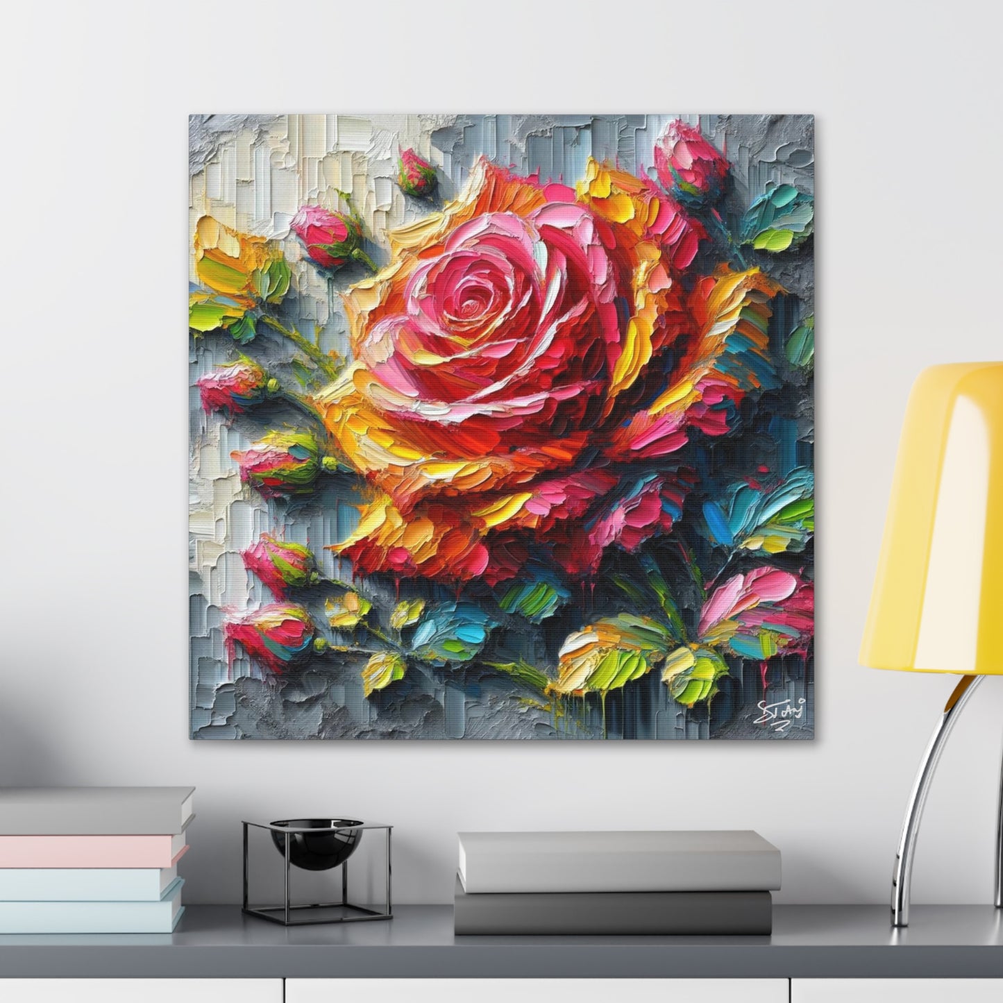 Art Print, Caribbean Flowers, Oil Finish, Caribbean Nature, Cultural, Heritage, Semi-Abstract, Canvas Gallery Wrap