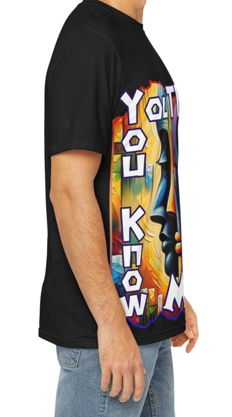 Men's Brushed Polyester Short Sleeve Tee (AOP), "You Think You Know Me?"