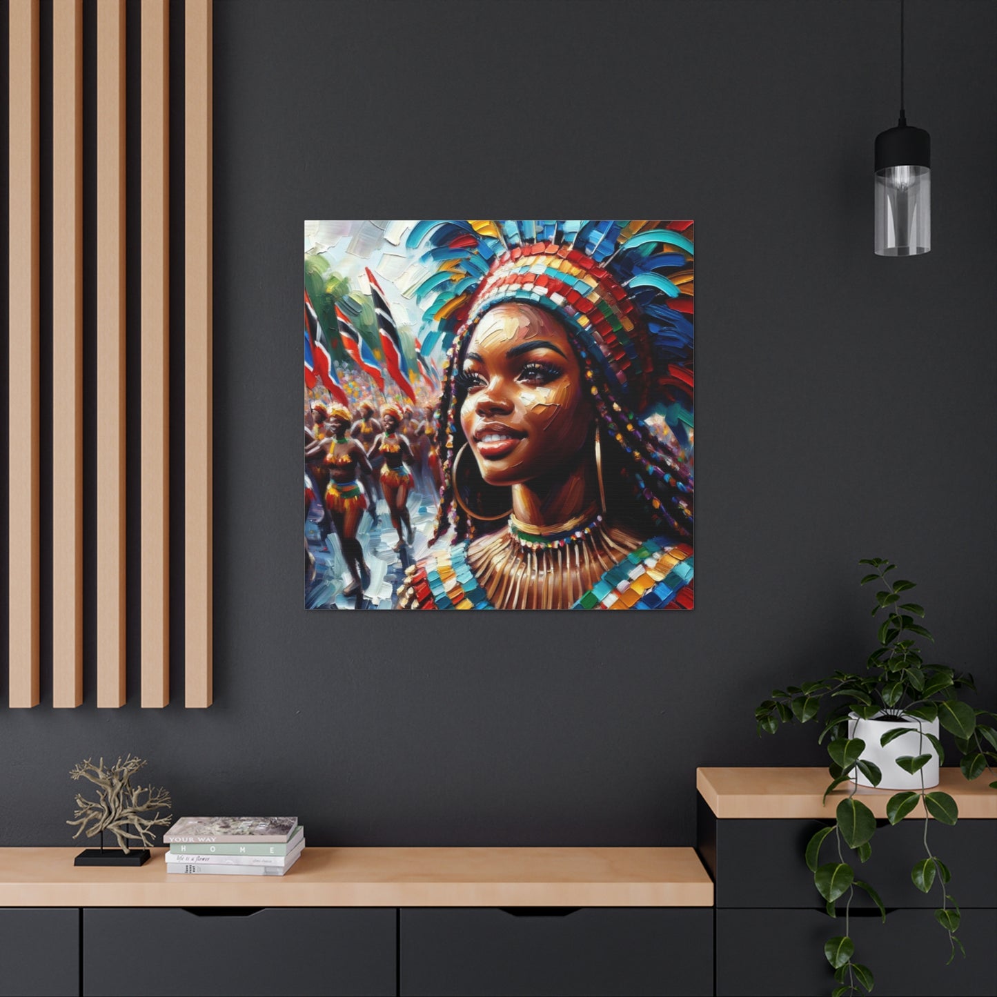 Art Print#3 of Trini Masquerader, Carnival, Oil Finish, West Indian Ethnicity, Cultural, Heritage, Art, Black Woman, Canvas Gallery Wraps