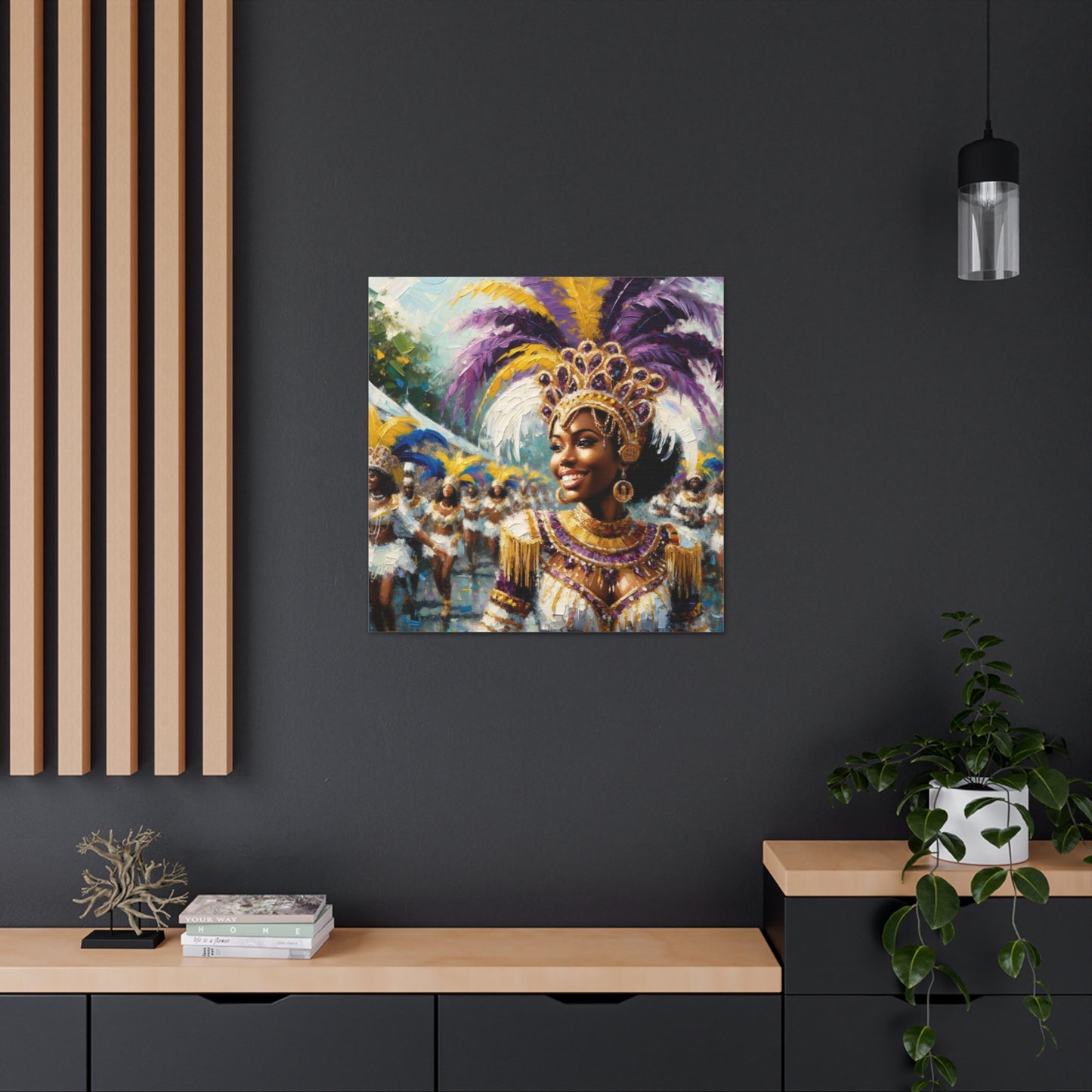 Art Print#8 of Trini Masquerader, Carnival, Oil Finish, West Indian Ethnicity, Cultural, Heritage, Art, Black Woman, Canvas Gallery Wraps