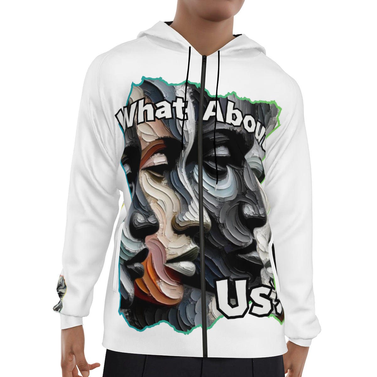 Men's Lightweight Zip Up Hoodie | Polyester "What About Us"