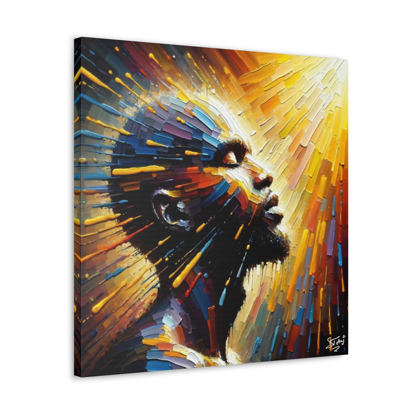 Art Print, Afro-Caribbean Man, "Bright Light" Oil Finish, West Indian Ethnicity, Cultural, Heritage, Abstract, Canvas Gallery Wrap