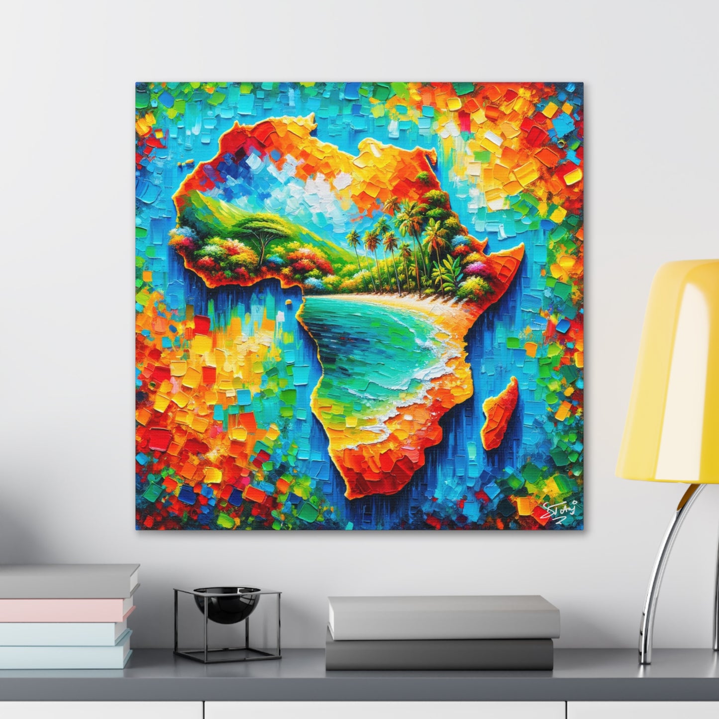 Art Print, "From Africa to the Caribbean" Oil Finish, West Indian Ethnicity, Cultural, Heritage, Abstract, Canvas Gallery Wrap